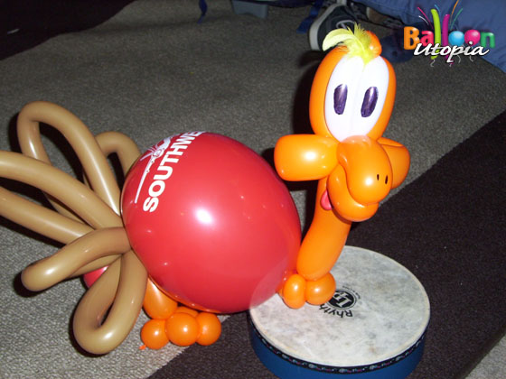 Turkey sculpture created around Southwest Airlines logo balloon for a corporate event