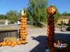 Halloween balloon columns with spiders crawling all over it